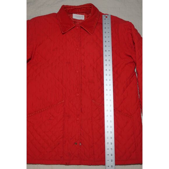 VTG Red Quilted Coat with Corduroy Collar Liz Claiborne - Picture 3 of 7
